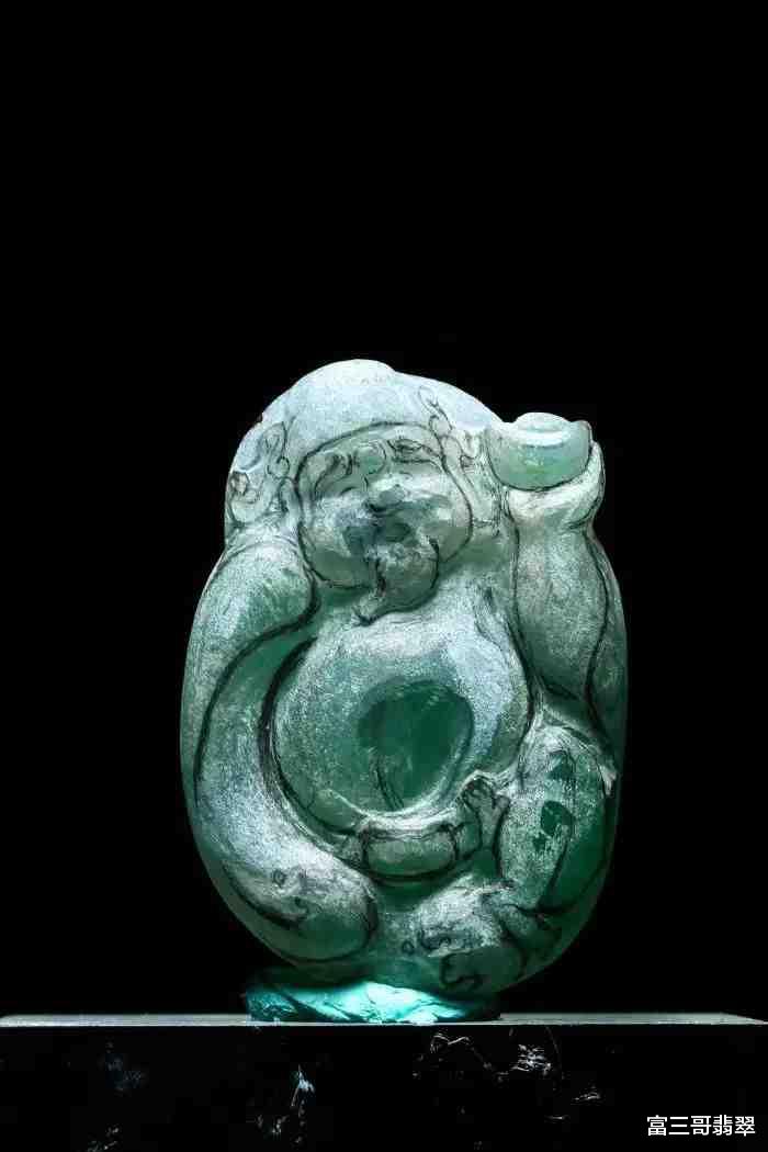 翡翠|玉赏 ▏加龙翡翠玉雕创作——《财神爷》