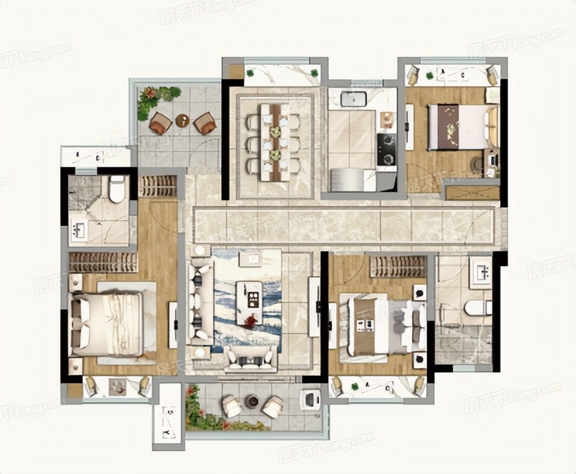 119平现代房三居室，好客的主人将客厅灯光设计得很有气氛