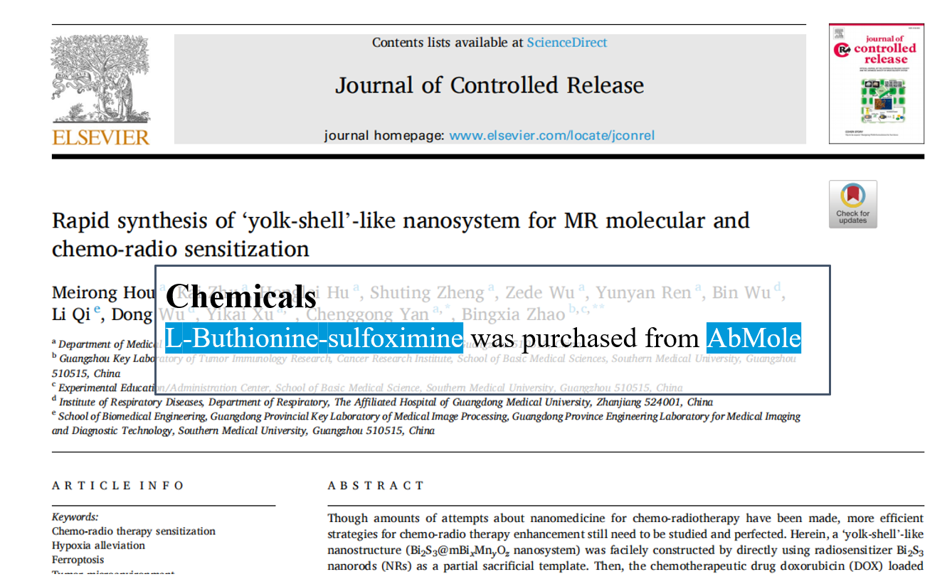 AbMole科研-用于MR分子和化学放射增敏的\卵黄壳\样纳米系统的快速合成