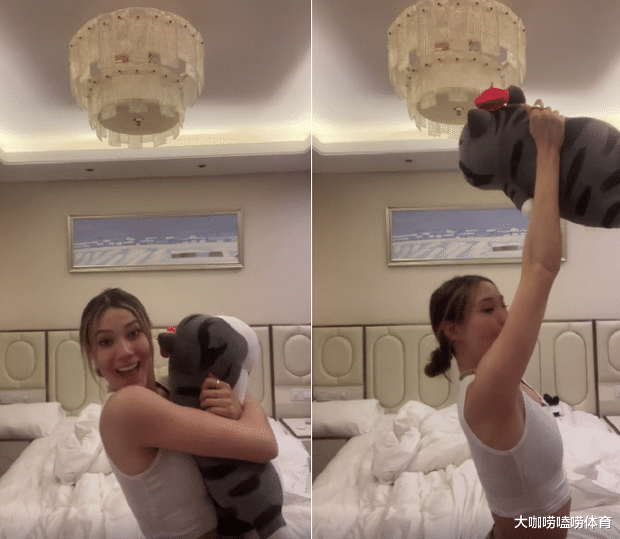 谷爱凌|谷爱凌获奖闺房兴奋蹦跳！腾空一跃撞吊灯吓坏，穿短背心露一截腰