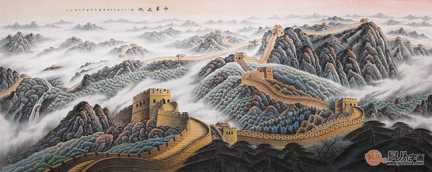 家居装饰 青山绿野红花 这些山水画不容错过