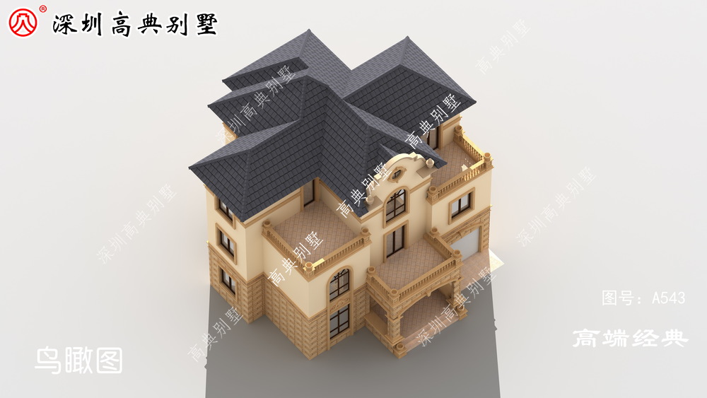 门廊横向延伸，搭配尖顶和飘窗，越看越好看