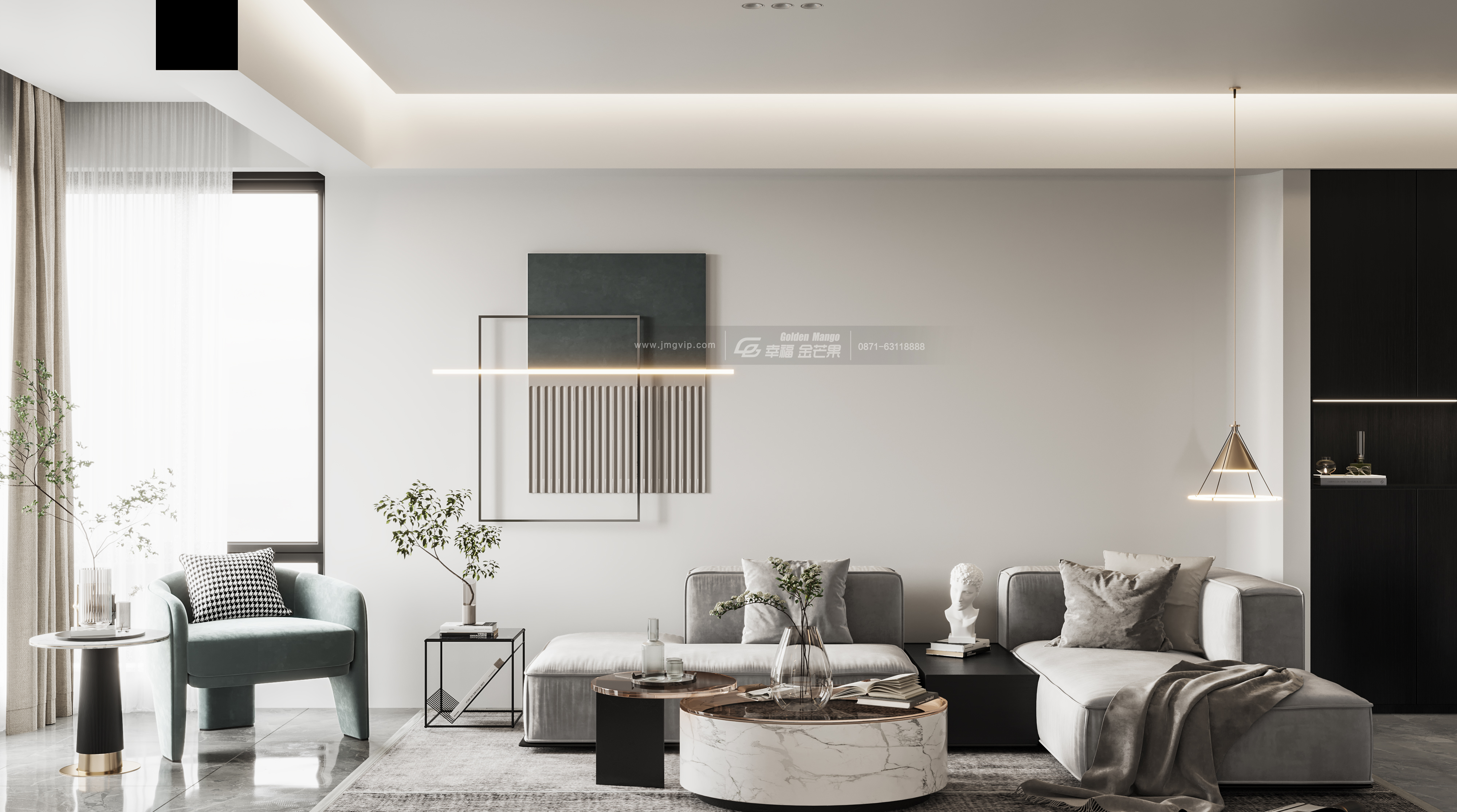 润城第五大道99㎡现代风格:惊艳黑白灰,爱上每一个角落