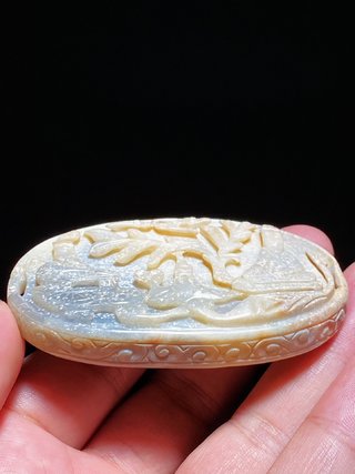 |宋 和田玉籽料 双螭纹 仙人 带饰 带板 玉饰 把件