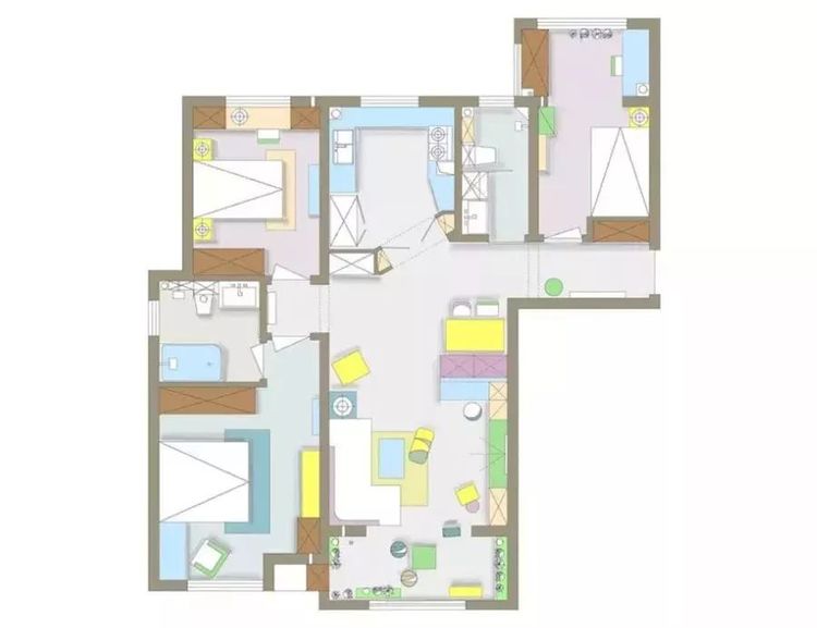 118平三居室，吧台隔断客餐厅，充当办公桌，阳台也很漂亮