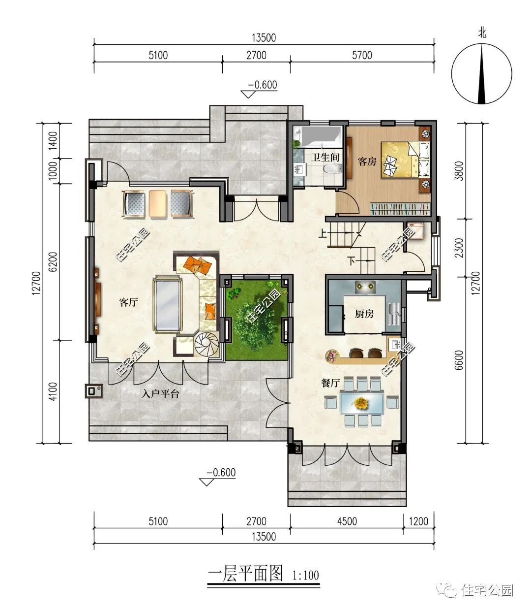 挑空客厅+48平超大卧室,一栋专注于舒适度的13×12米三层别墅