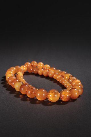 老蜜蜡|旧藏-天然老蜜蜡圆珠项链