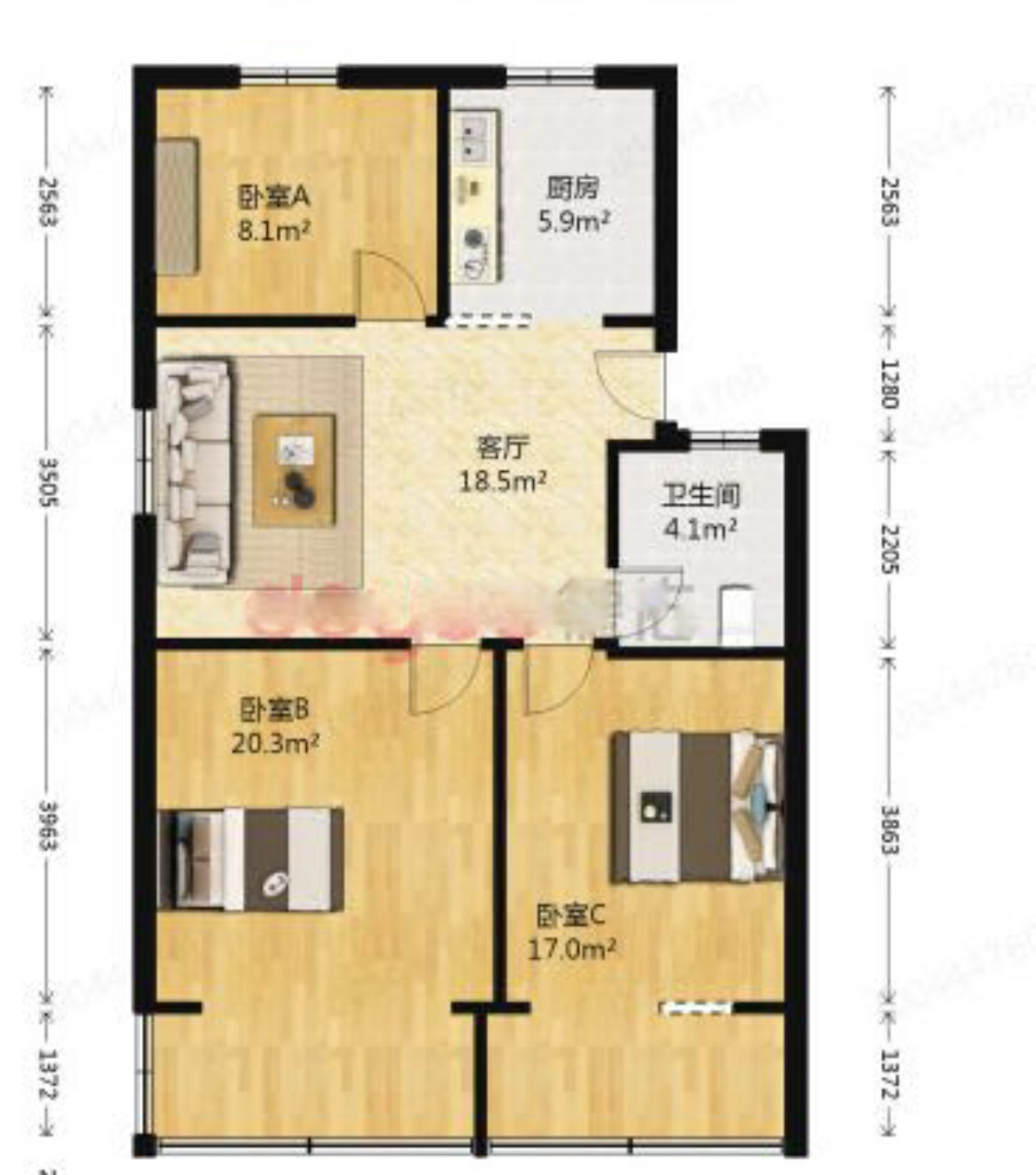 80平，小而清新ins风