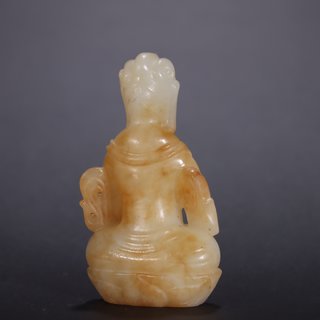 和田玉籽料|清-和田玉籽料观音雕件