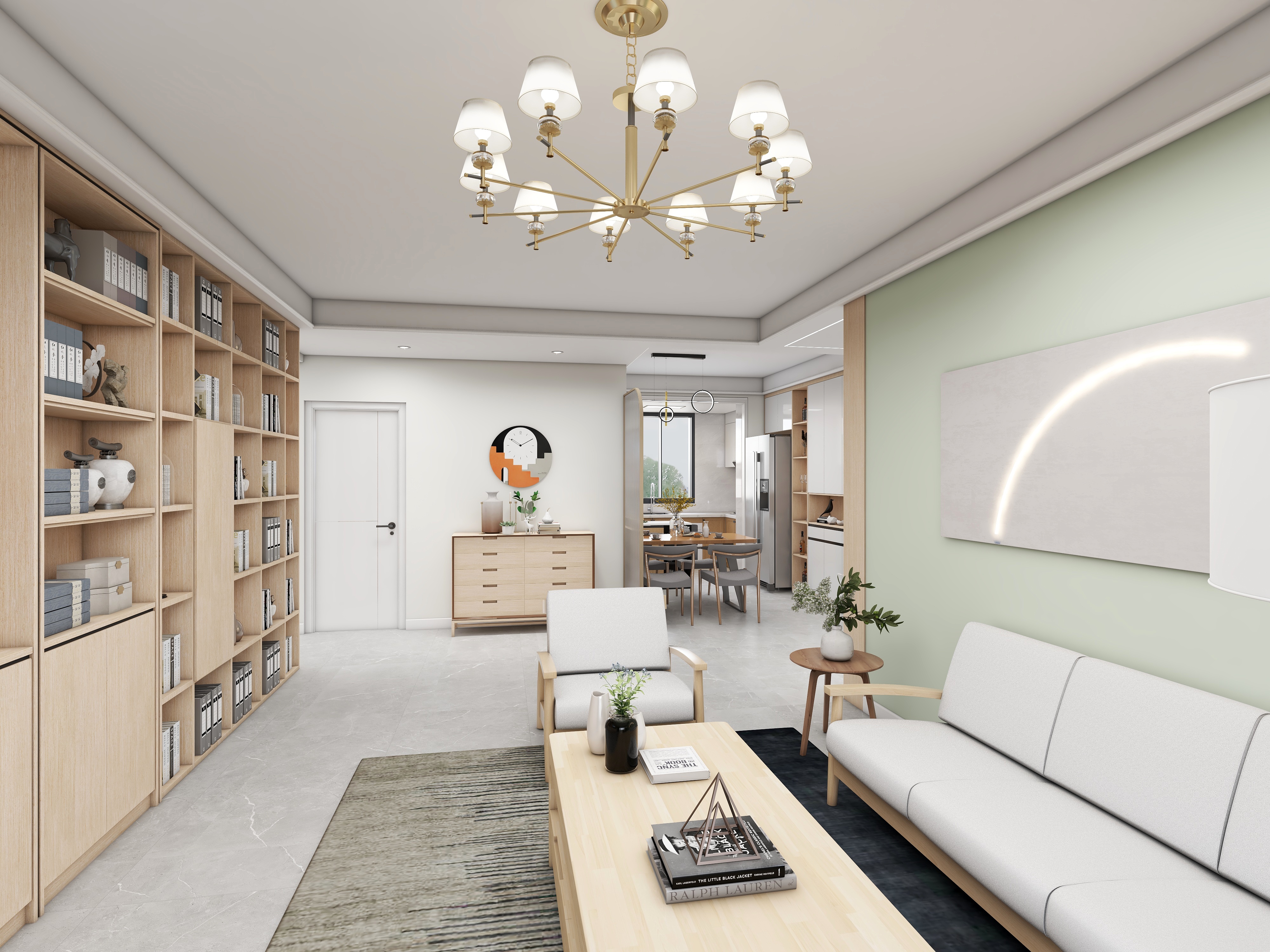 给客厅弄个整墙的书柜,房子能美成什么样?