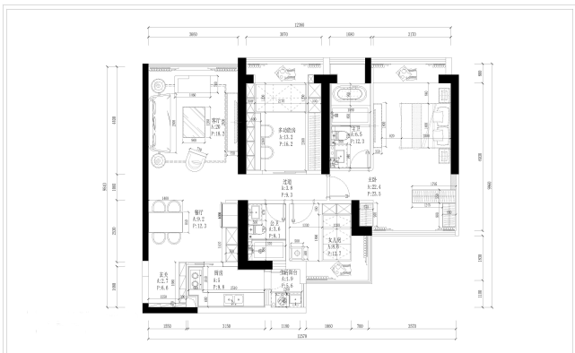 133㎡现代风设计有超大空间的主卧和多功能房，给生活带来便利