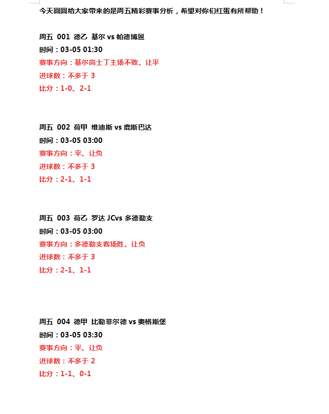 刘铮|03/04周五精彩赛事：七场足球赛事推荐（内附分数、进球数预测）