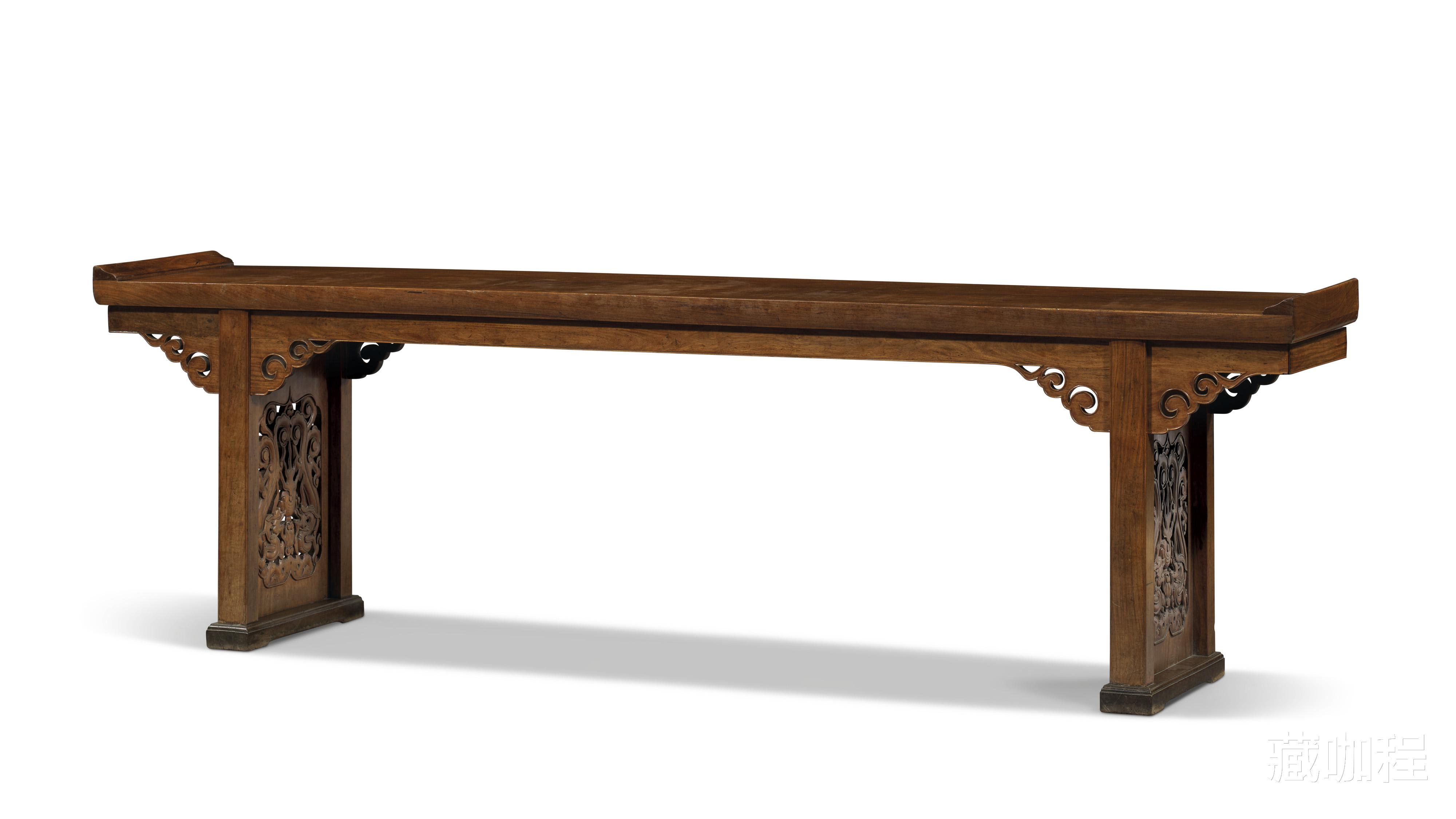 |云头滚滚、仙气飘飘,黄花梨翘头大案踩铁力托泥