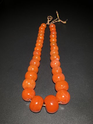 文玩|爆老 精品:柿子红?老南红玛瑙 塔链