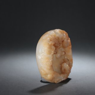 文房|清代-和田玉籽料双龙戏珠文房笔洗