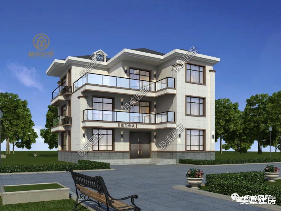 L型带点现代风元素的三层新中式别墅,您中意嘛?