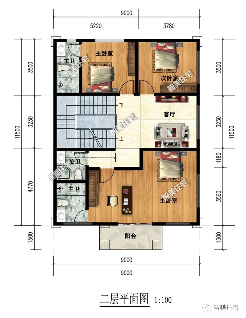 两种不同风格设计的别墅，面宽9米左右，在农村流行程度不分上下