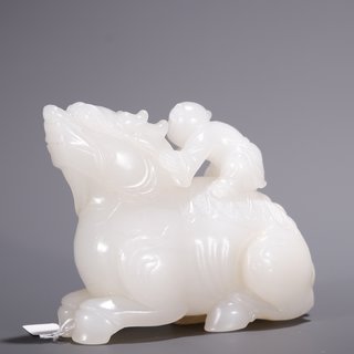 和田玉籽料|旧藏·和田玉籽料望子成龙摆件