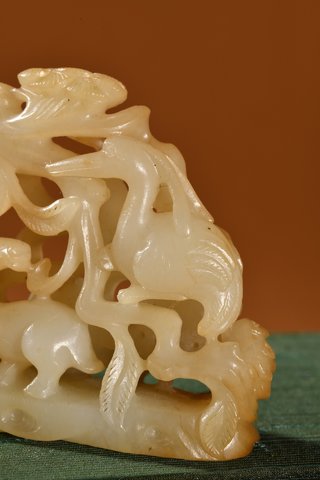 |清代 和田玉松鹤延年摆件