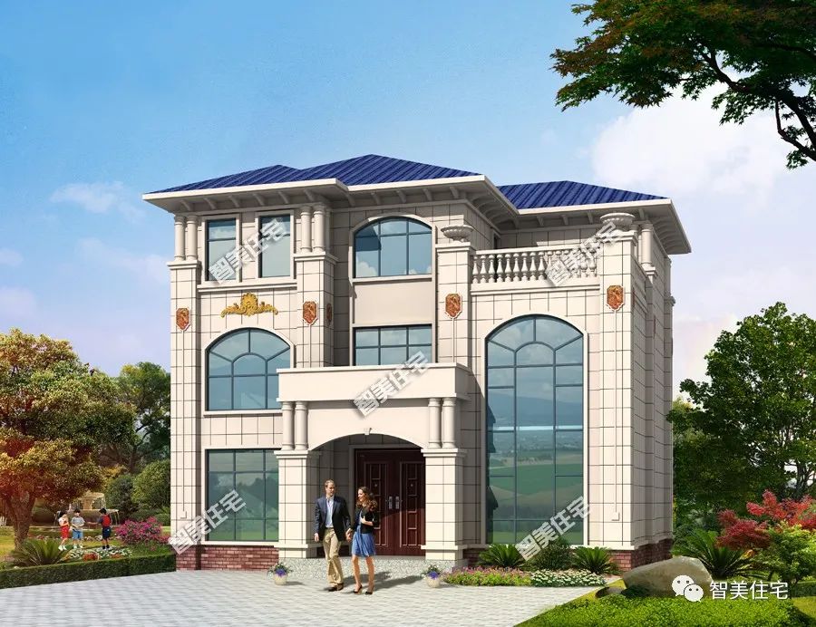 时尚大气的简欧别墅,室内有七个卧室,主体造价在35万左右