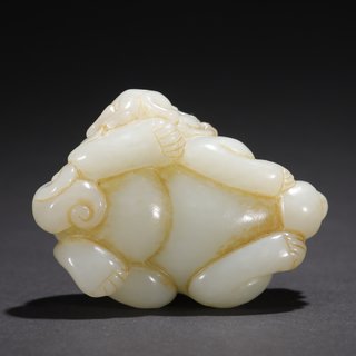 和田玉籽料|和田玉籽料子母貔貅把件