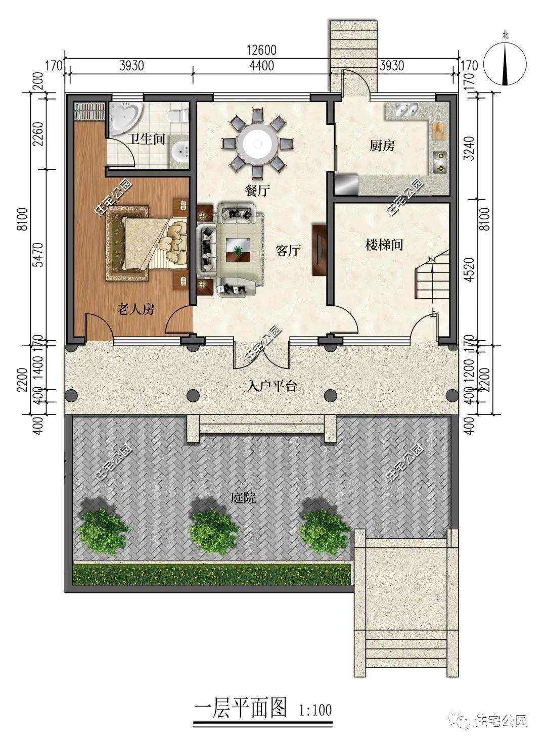 12×10米东西墙无窗的二层中式小院,少见的框架结构的小户型