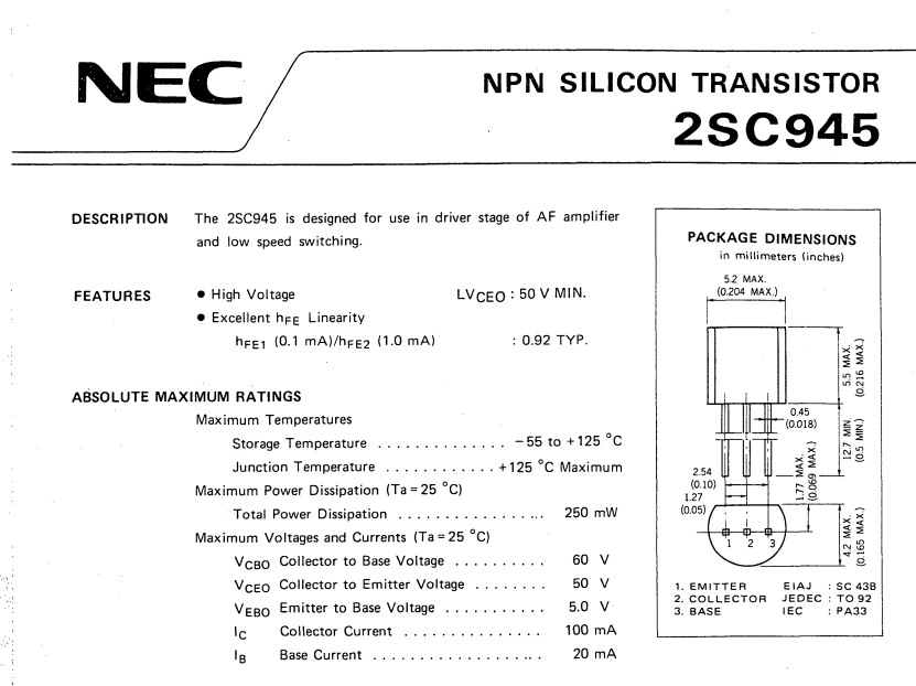 |应朋友要求计算2SC945音频放大电路
