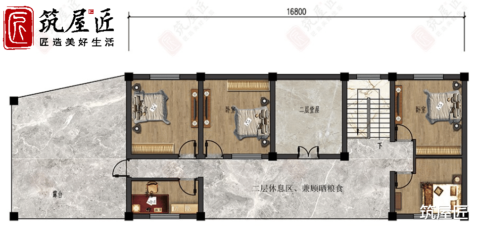 16×6米农村2层新中式别墅设计，6室2厅1厨设计，畅享理想乡居好生活