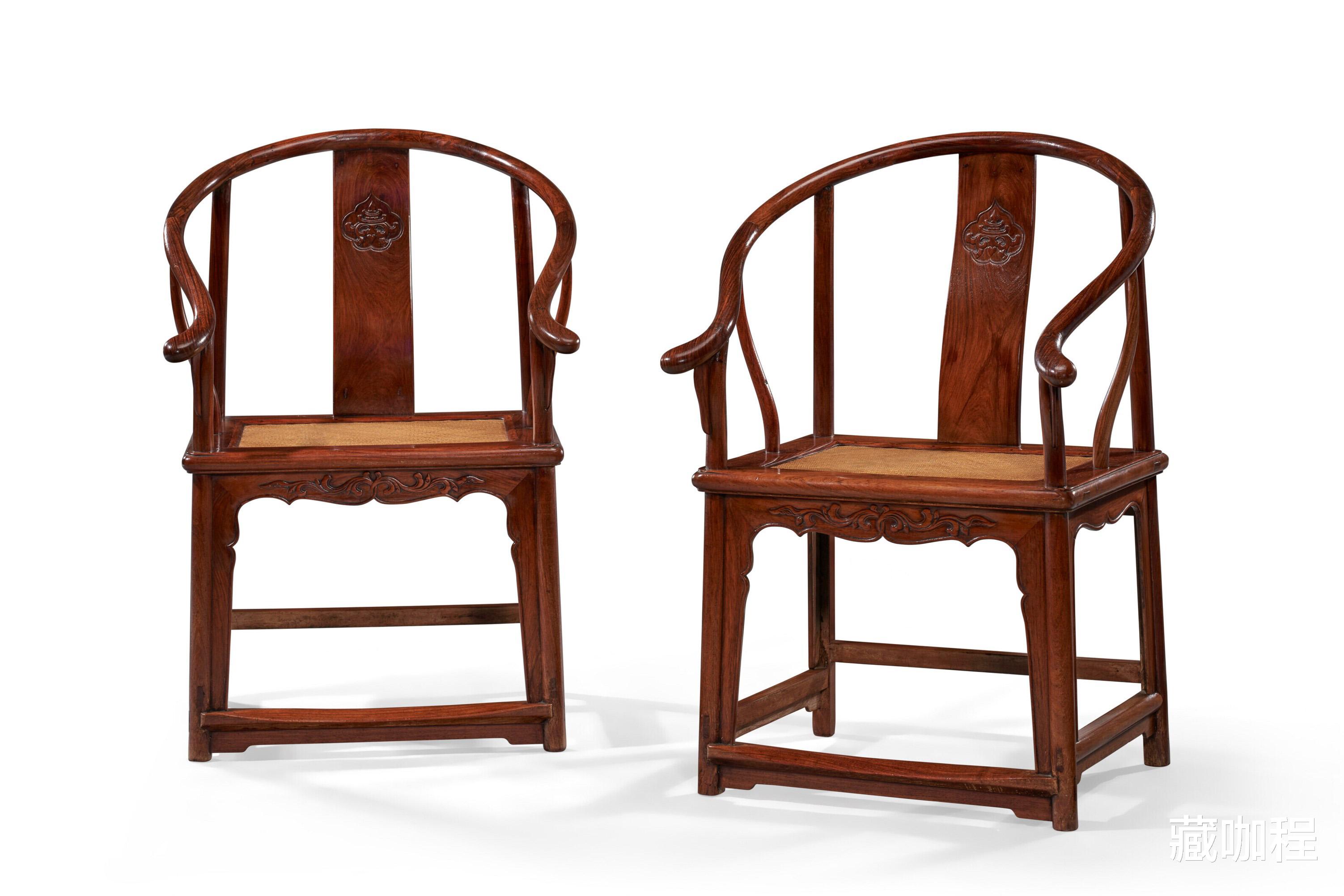 绿松石|端庄沉稳、四腿八挓，黄花梨如意头圈椅精品