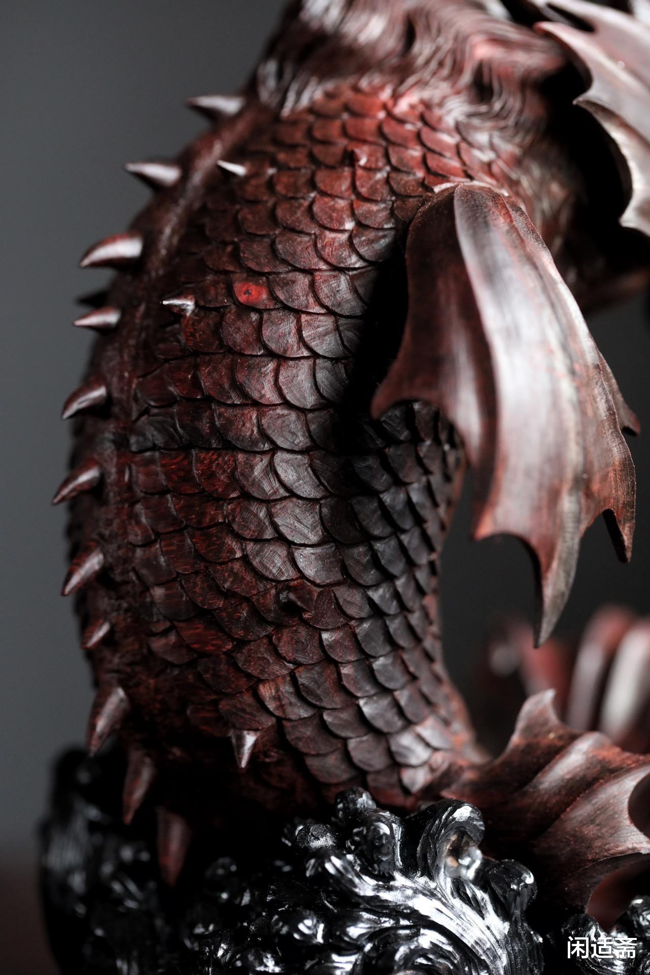 紫檀|鲤跃龙门,飞黄腾达,鱼化龙,紫檀木雕摆件