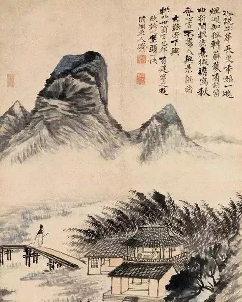 苦瓜和尚石涛高清山水画欣赏：万千墨点，肆意挥洒