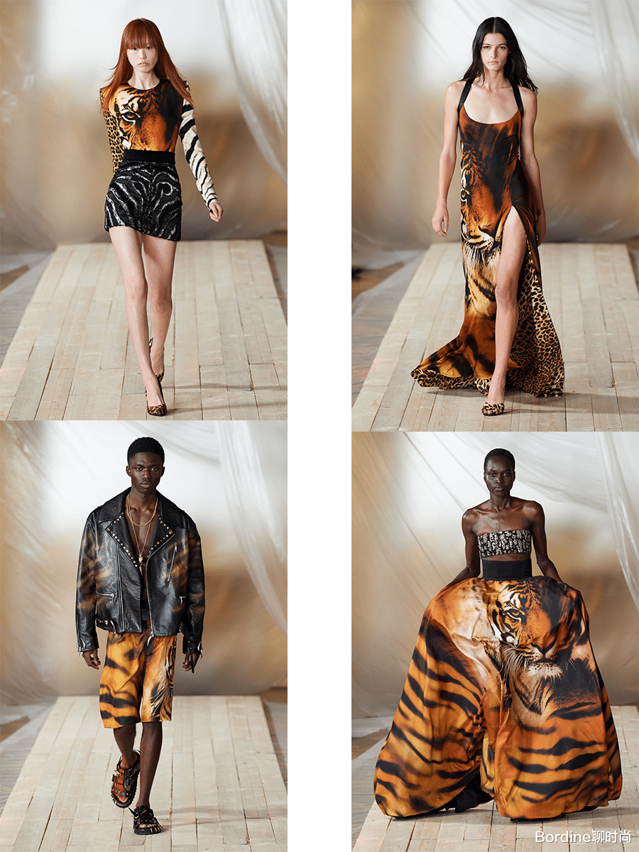Roberto Cavalli 2022春夏系列，虎纹、豹纹、斑马纹，野性也多了分时尚