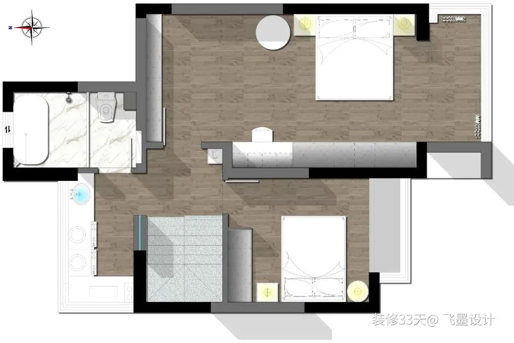 装修设计:147平清新绿色北欧三室跃层