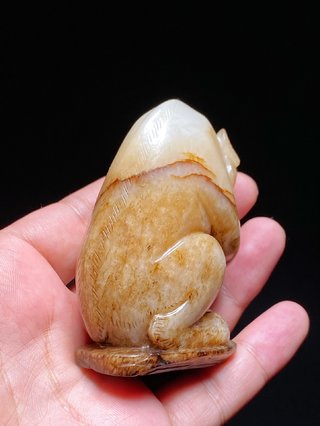 和田玉籽料|宋 和田玉籽料 白玉 沁色 玉熊 摆件 把件