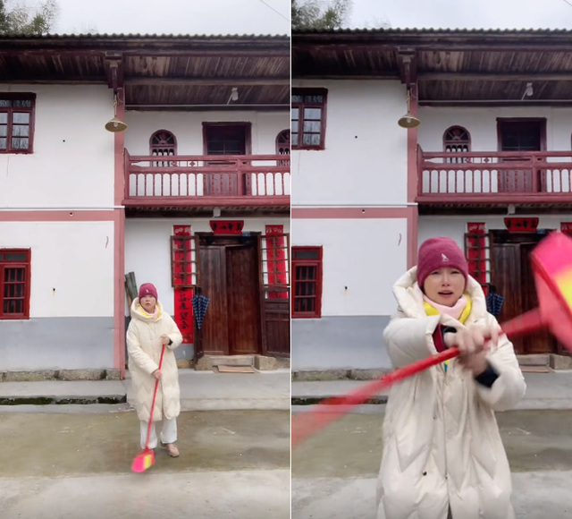 |建宁公主刘乔方菜地拔萝卜！穿雨靴戴袖套好喜感，河边洗菜太豪迈