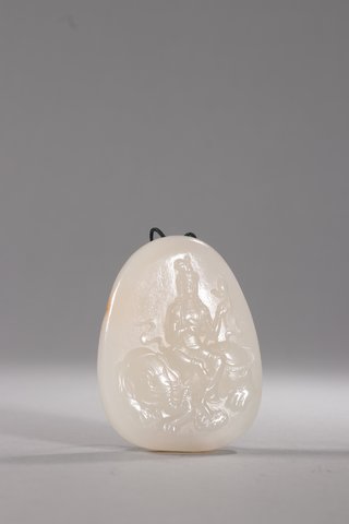 |回流-和田玉“骑象观音”原石挂件