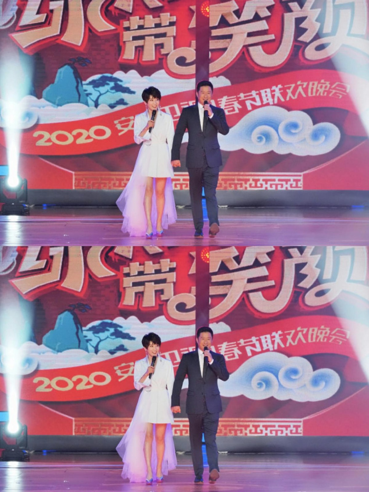 谢楠|谢楠作为“战狼”吴京的老婆，气场也是很强的，穿西装裙毫不怯场