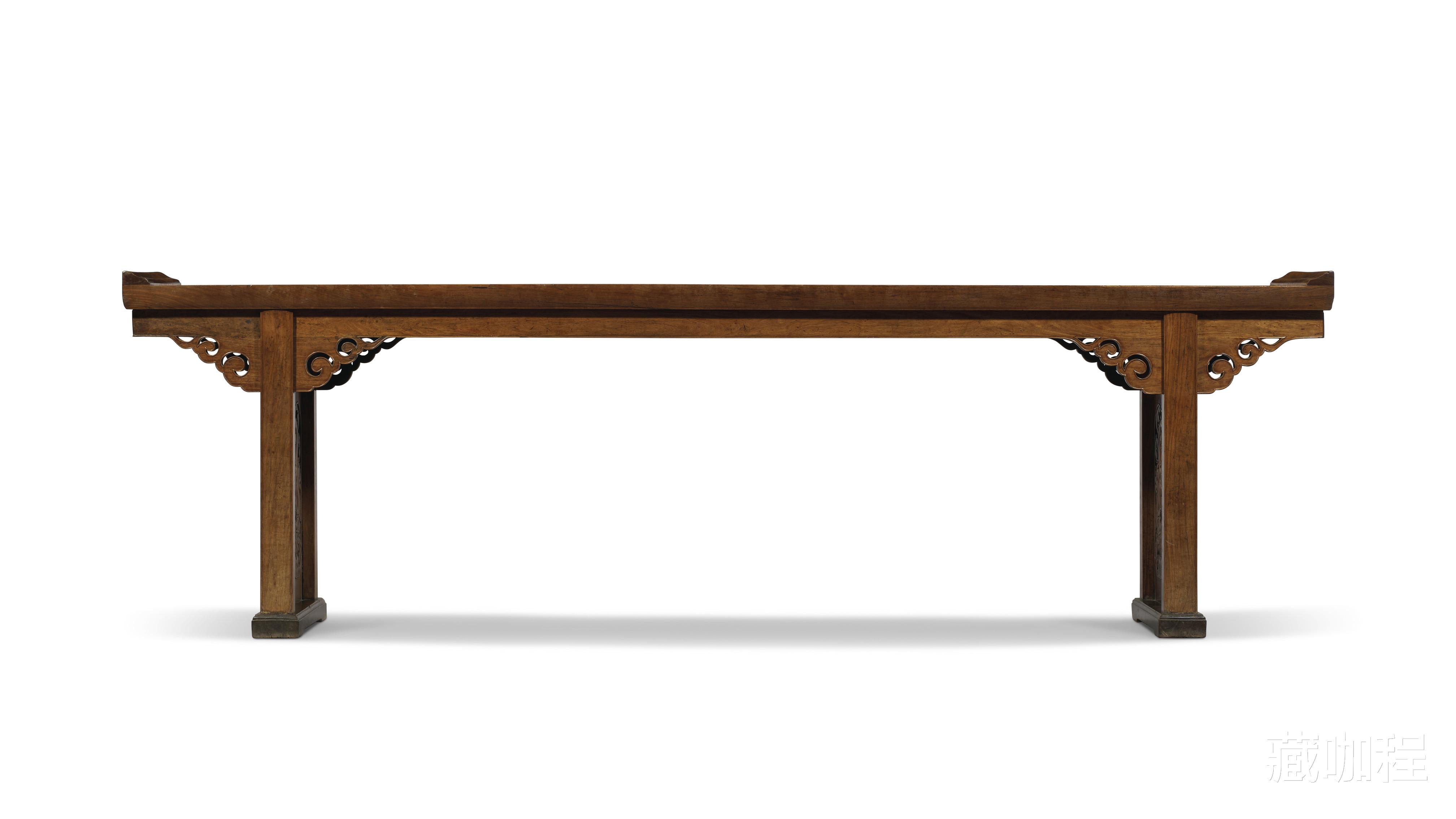 |云头滚滚、仙气飘飘,黄花梨翘头大案踩铁力托泥