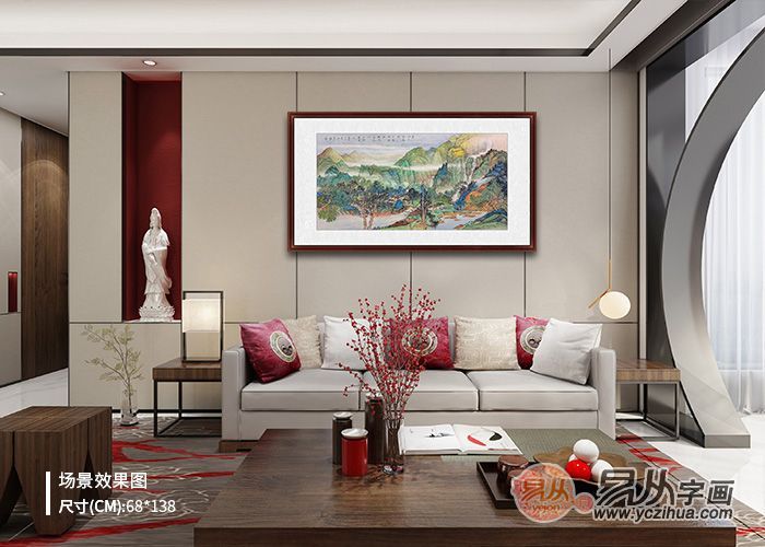 沙发墙装饰画 客厅装饰名人山水画 叶大隐老师手绘新作