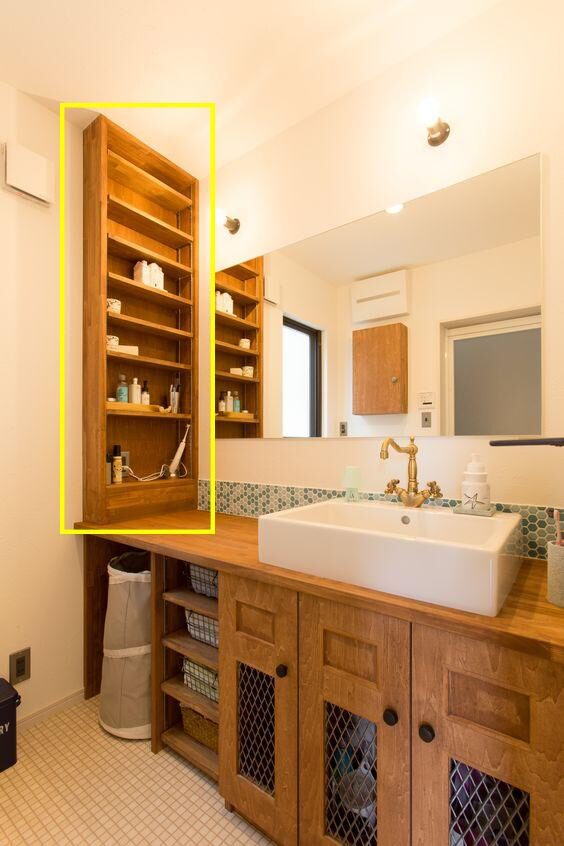 聪明人才知道,洗漱台侧边一搾宽多金贵,打个立柜,杂物收拾妥当