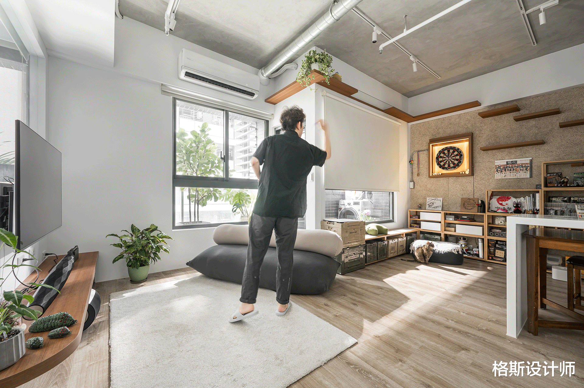 90后男孩晒出55㎡小家,休闲简约的工业风,清新又治愈