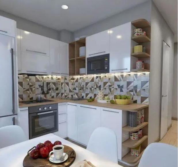 小户型听我的,餐边柜延长台面做弧形处理,打造西厨一家2个厨房