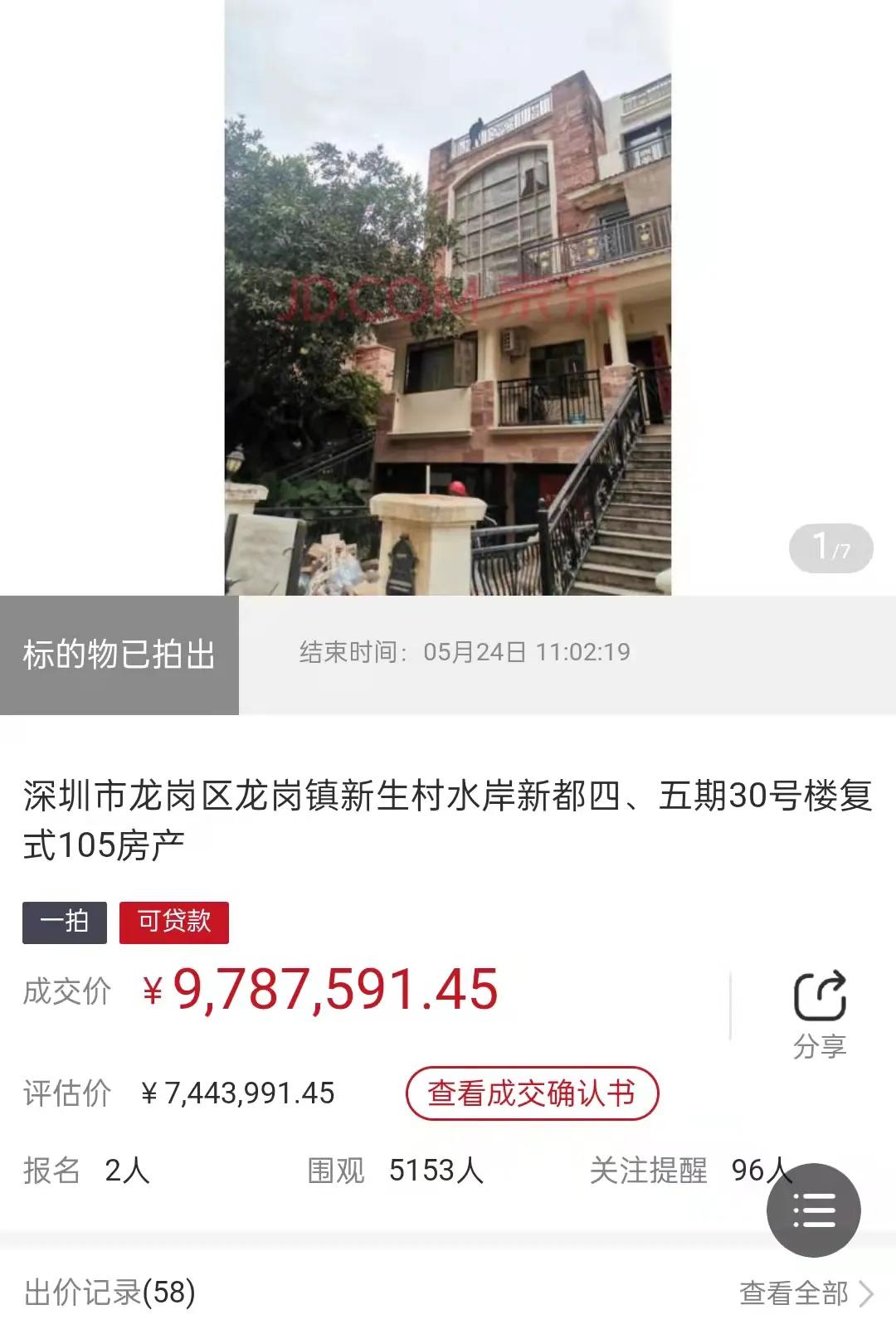 别墅|深圳市值1200万的别墅被978万拍卖，买家成功捡漏，业主亏了2百多万