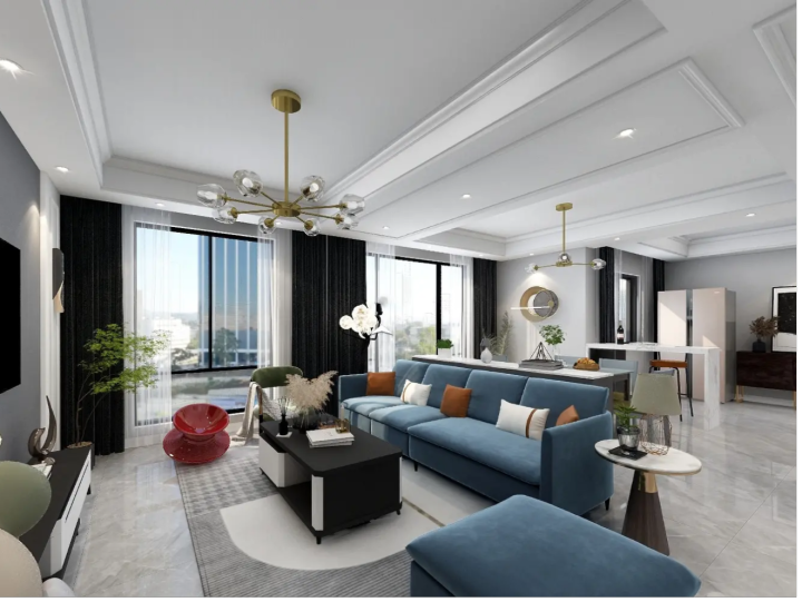 菡萏怡景装饰 | 现代简约,家里的大横厅成为设计亮点!
