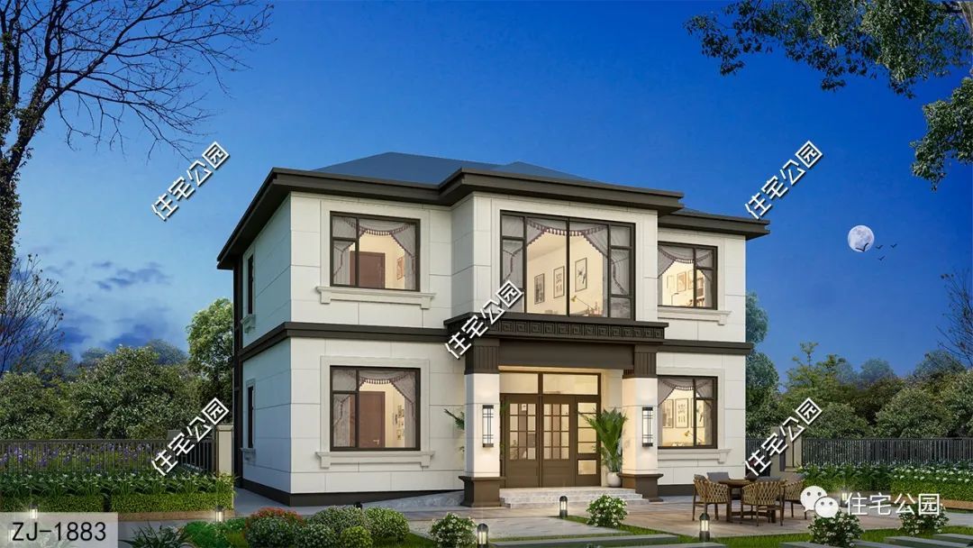 12×10米东墙无窗的二层小别墅,卧室均朝南设计