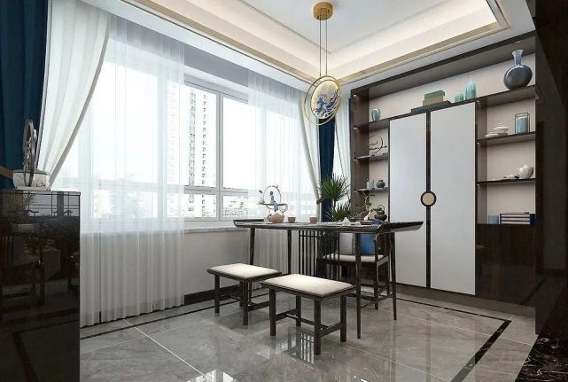 175平米的新中式风格,看到客厅后,被深深吸引,大气和韵味并存