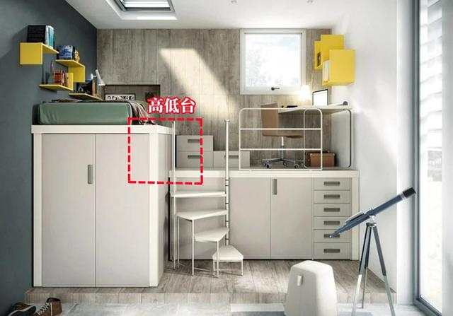 书桌、床双双抬高,收纳明显多了双倍,来回动线也缩短,脑洞绝了