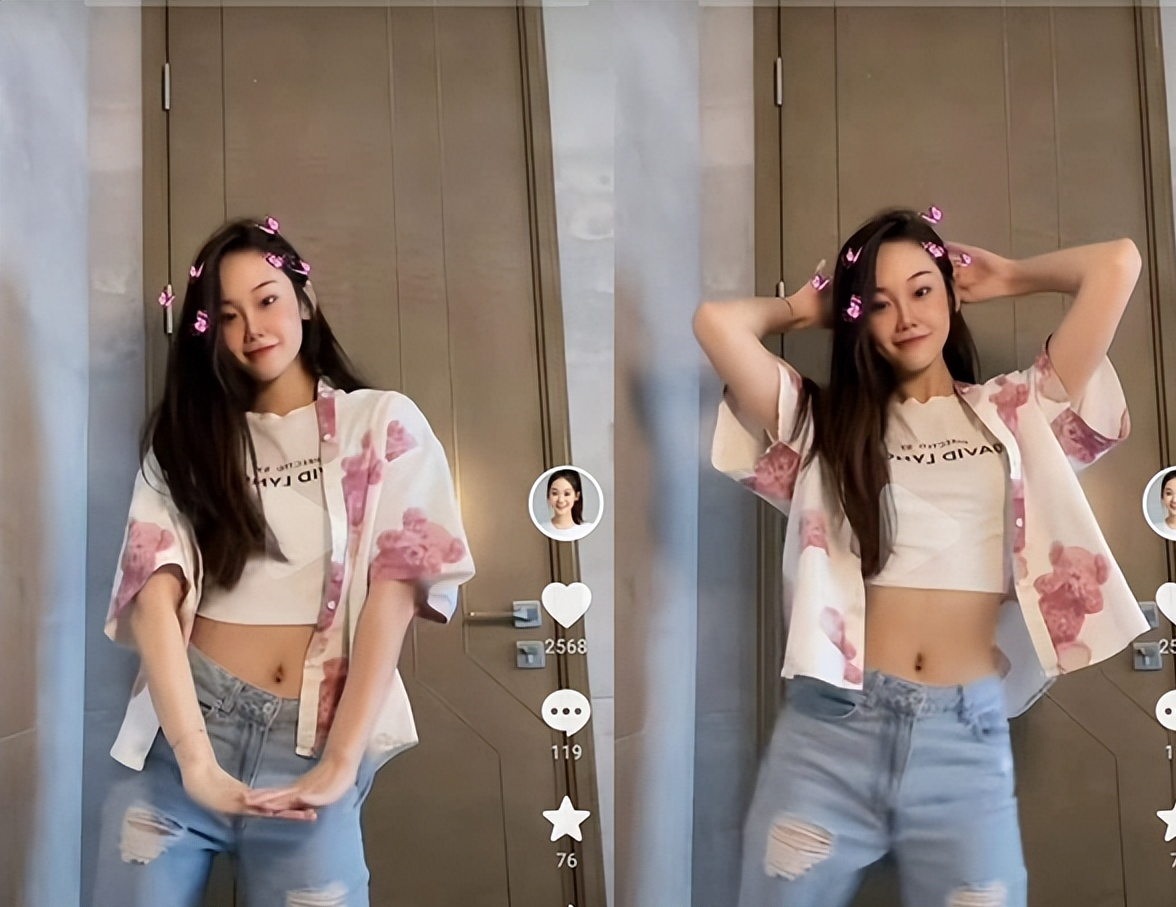 苗苗|苗苗“柳叶细腰”，露肚脐，像极了某位“明星”