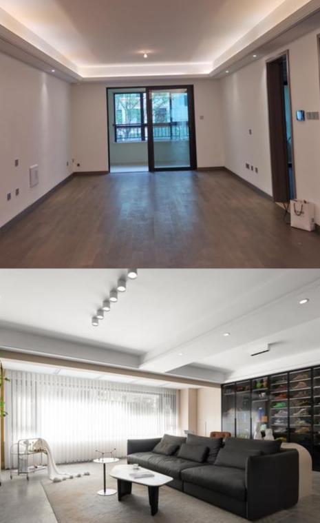 如果有装修模板,无非如此!148㎡二层住宅,沙发后玻璃鞋柜太抢眼