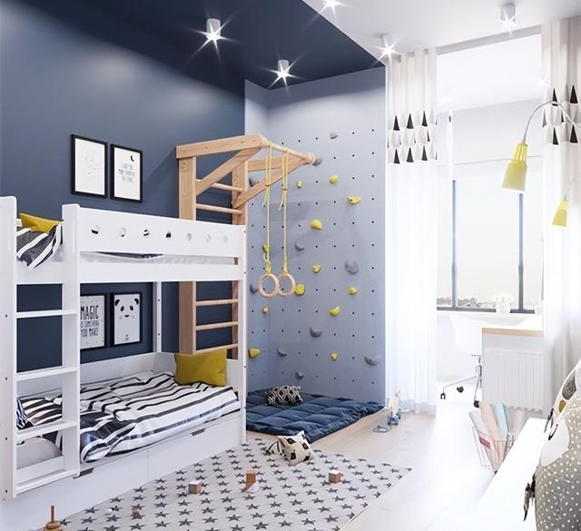 儿童房靠墙装个台阶，上方还有玩耍区，一个房间实现3个功能！